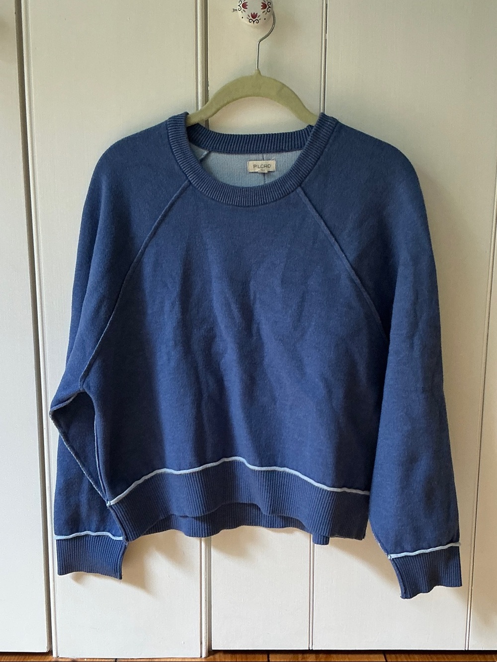 Anthropologie Pilcro Blue Contrast Piping Crewneck Sweatshirt XS
